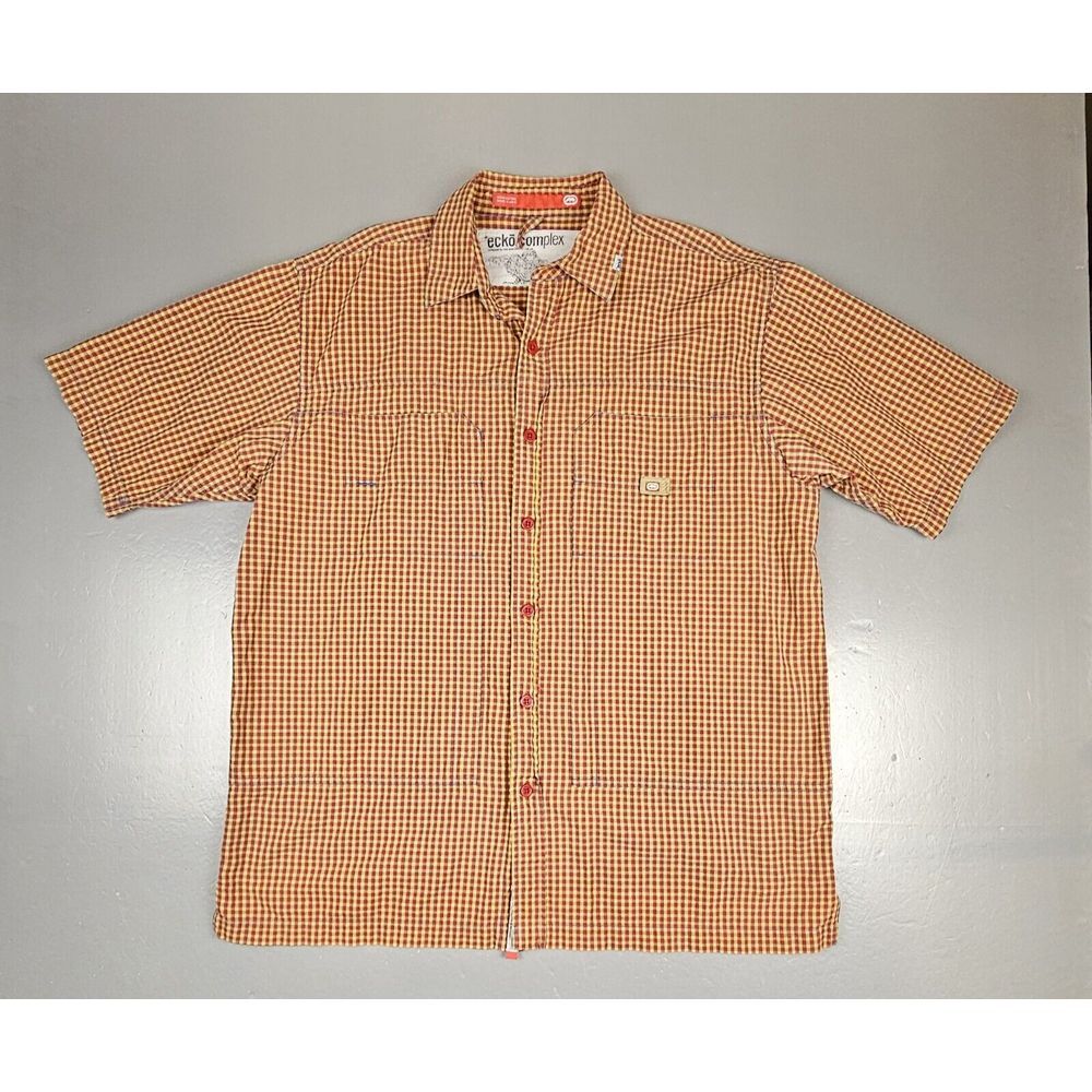 Vintage Ecko Unlimited Complex Button Up Shirt Mens XL. Plaid Short Sleeve